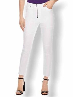 Sandro White High-Rise Ankle Zip Jeans